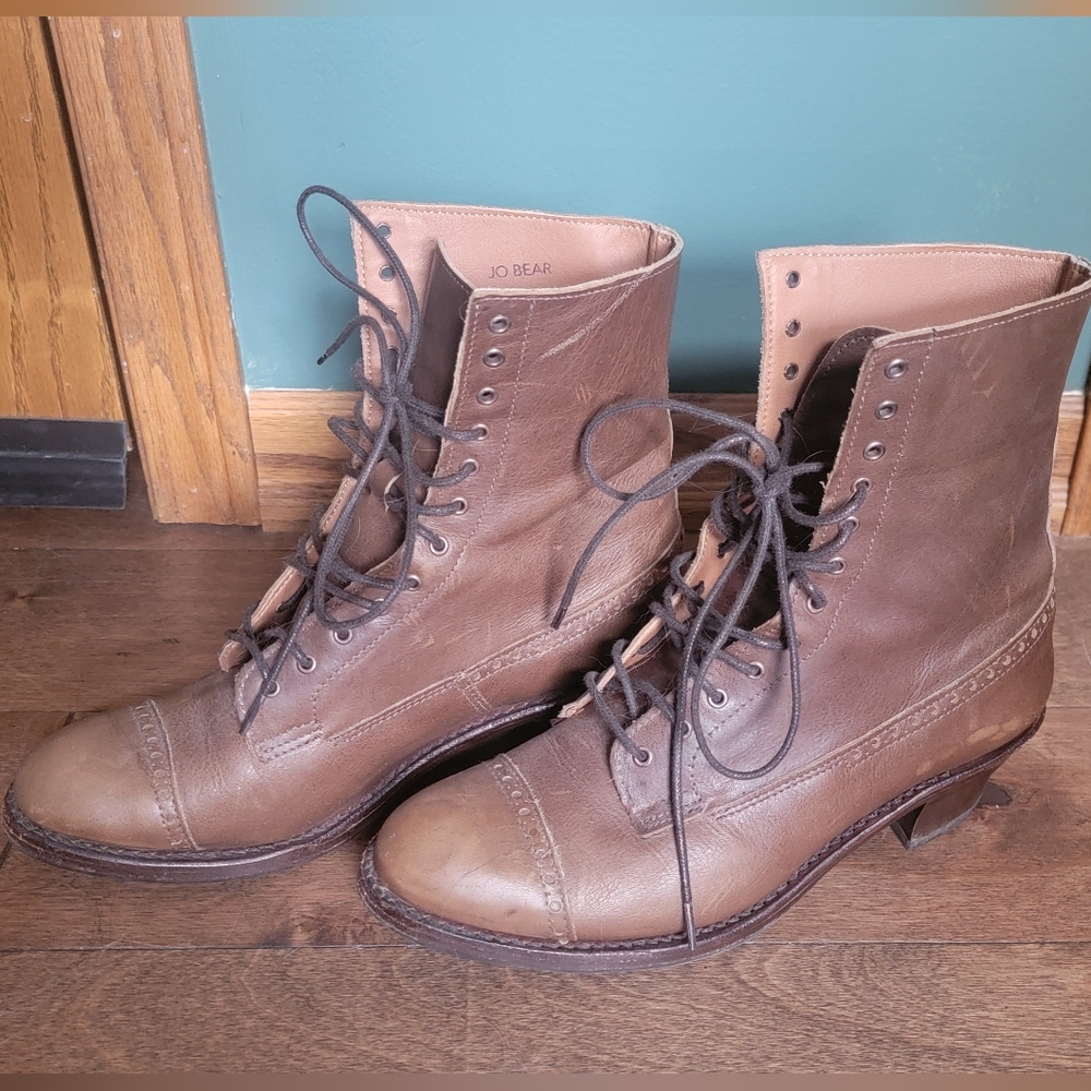 Brown Round Toe Womens Victorian Walking Boots By JOBEARBOOTS